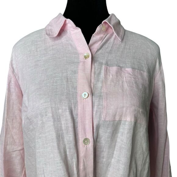 Susan Graver Linen Button Down Blouse XXSP - Picture 2 of 7
